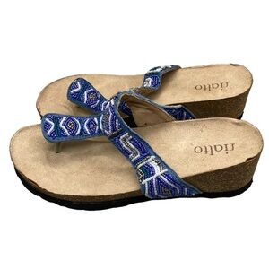 Rialto Slip On Sandals Cork Thong Slides Sequin Beads Embellished R4254 6M‎